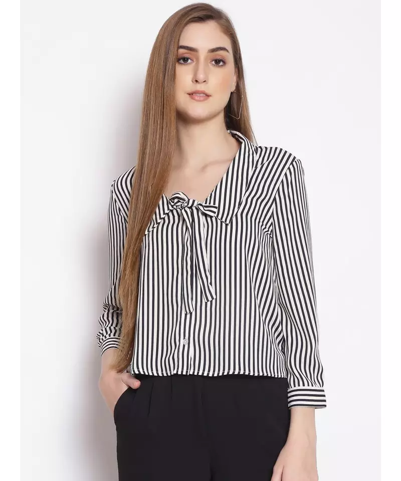 printed White Polyester   Shirt