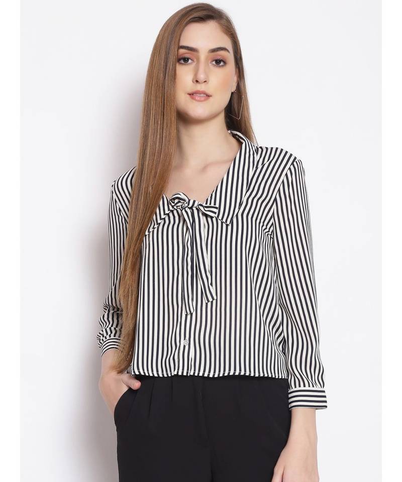 printed White Polyester   Shirt