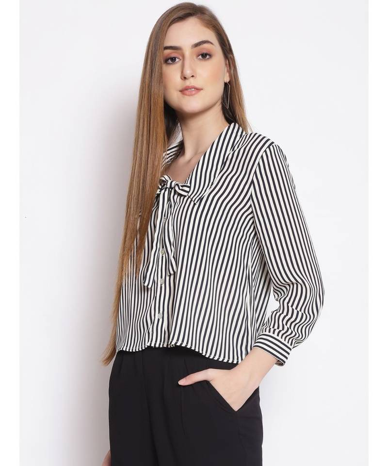 printed White Polyester   Shirt