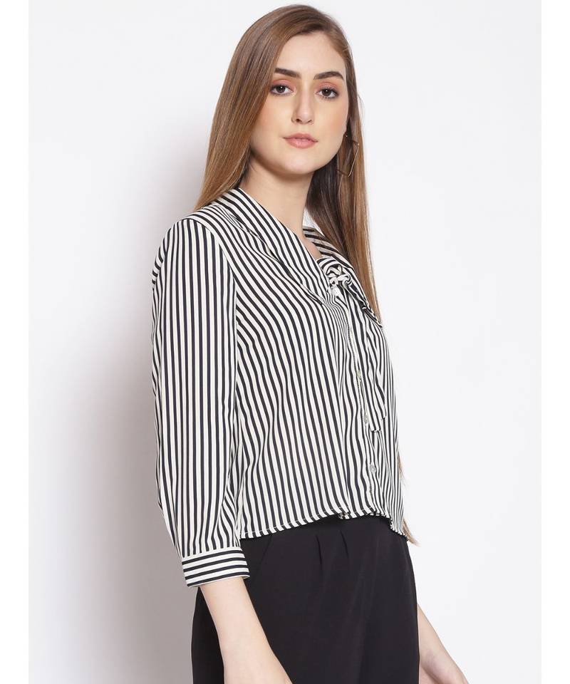 printed White Polyester   Shirt