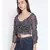 printed Black Polyester   Top