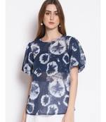 printed blue Polyester   Top