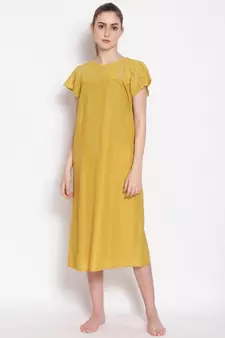 plain Yellow Cotton   Dress