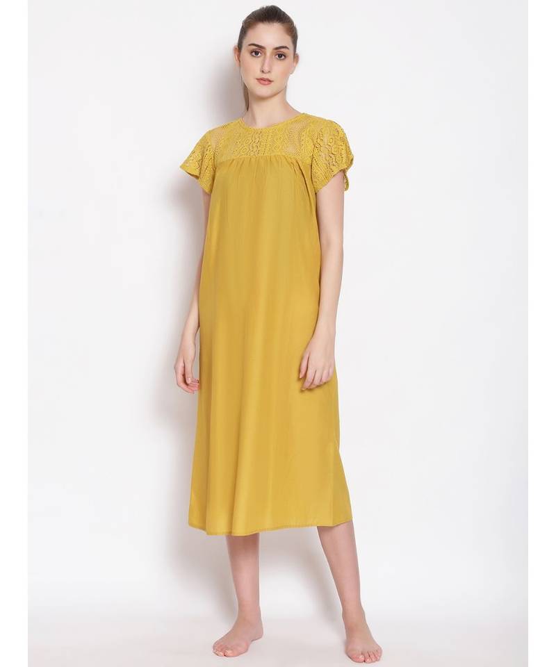 plain Yellow Cotton   Dress