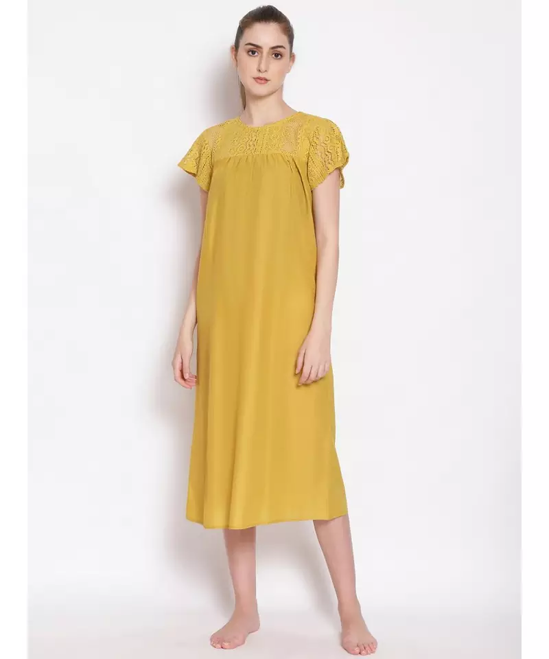 plain Yellow Cotton   Dress