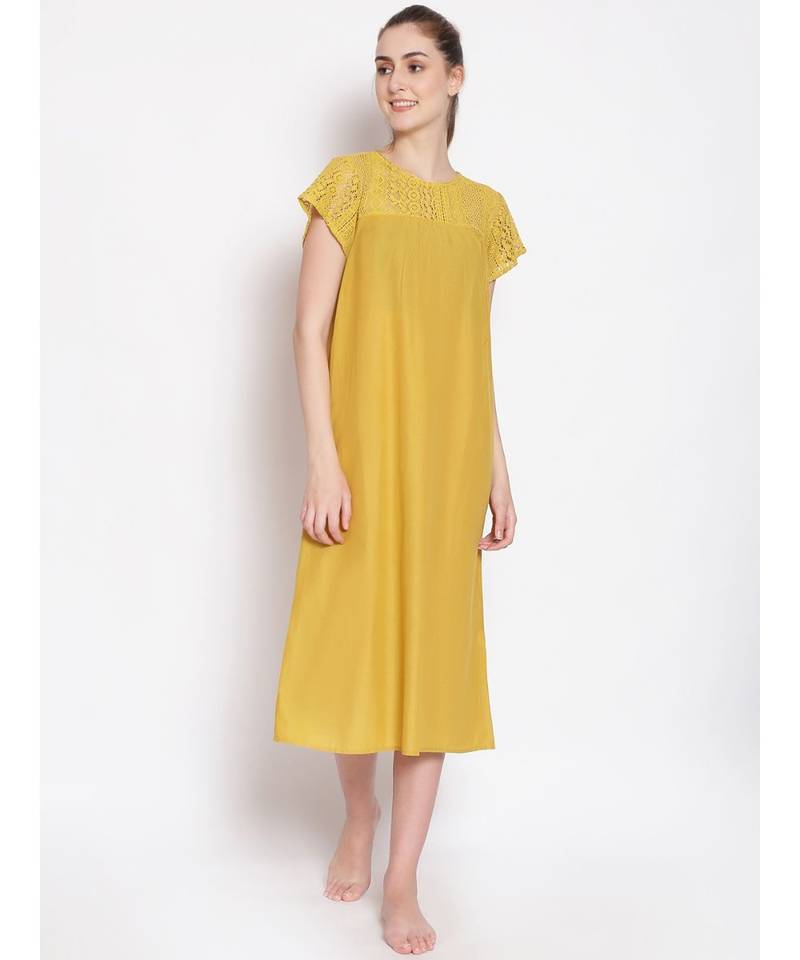 plain Yellow Cotton   Dress