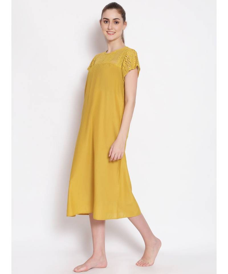 plain Yellow Cotton   Dress
