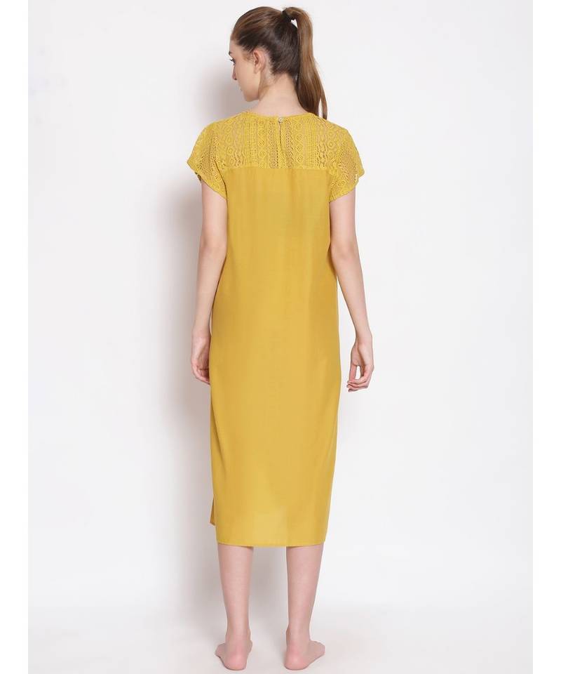 plain Yellow Cotton   Dress