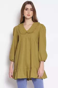 plain Green Cotton   Tunic
