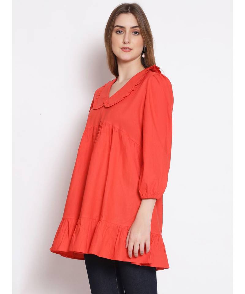 plain Red Cotton   Tunic