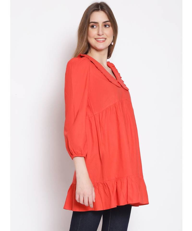 plain Red Cotton   Tunic