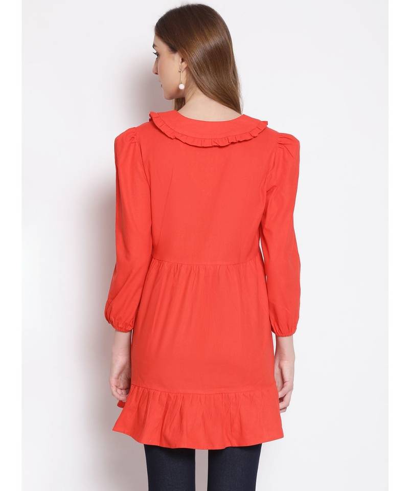 plain Red Cotton   Tunic