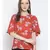 printed Red Polyester   Top