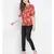 printed Red Polyester   Top