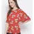 printed Red Polyester   Top