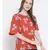 printed Red Polyester   Top