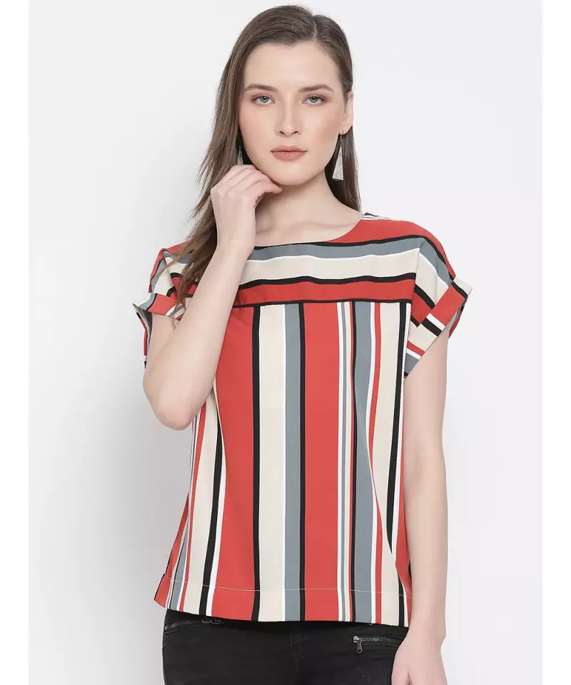 printed Multicolor Polyester   Top