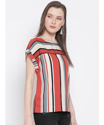 printed Multicolor Polyester   Top 4