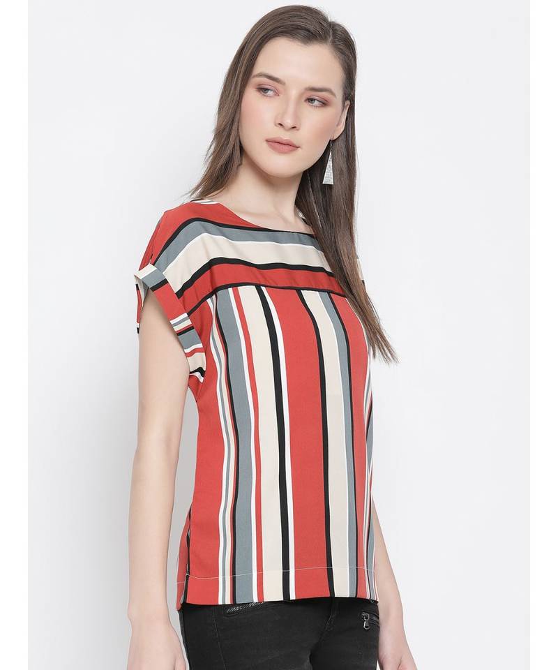 printed Multicolor Polyester   Top