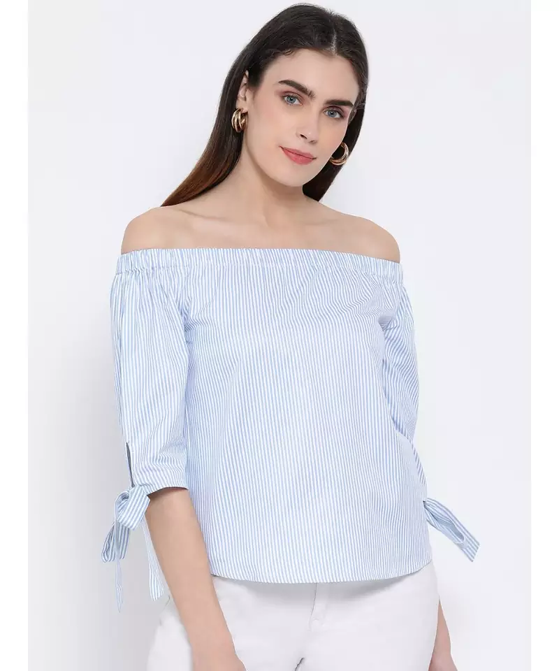 printed Blue Cotton   Top