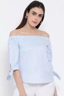 printed Blue Cotton   Top
