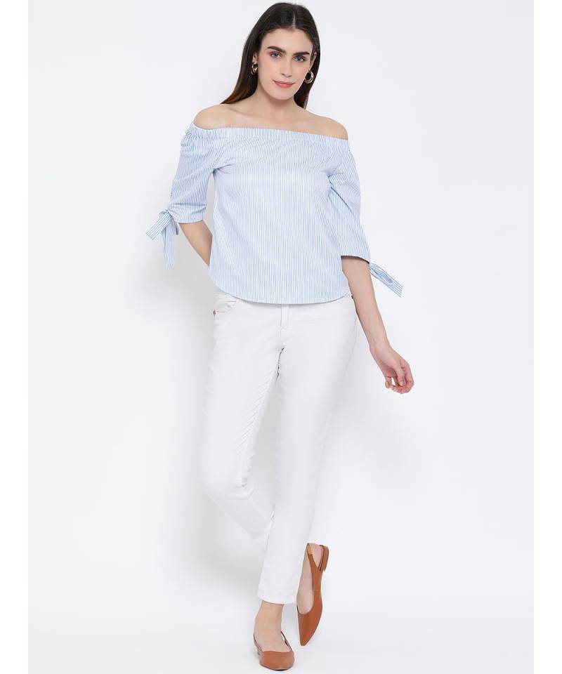 printed Blue Cotton   Top