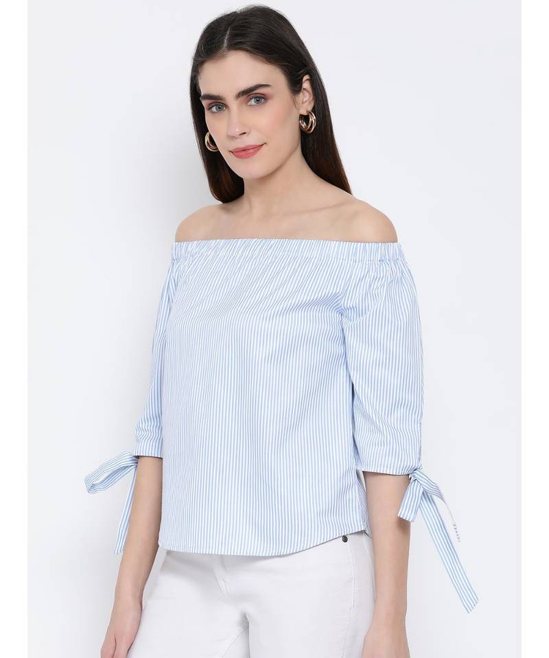 printed Blue Cotton   Top