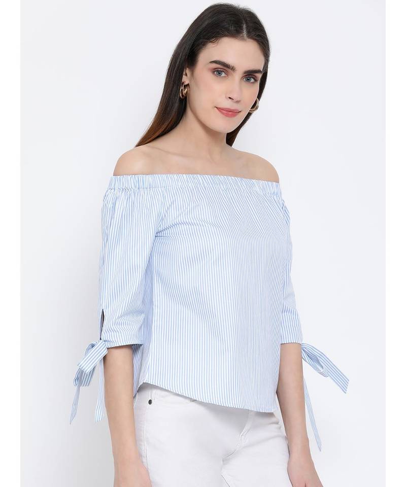 printed Blue Cotton   Top