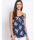 printed blue Polyester   Top