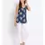 printed blue Polyester   Top