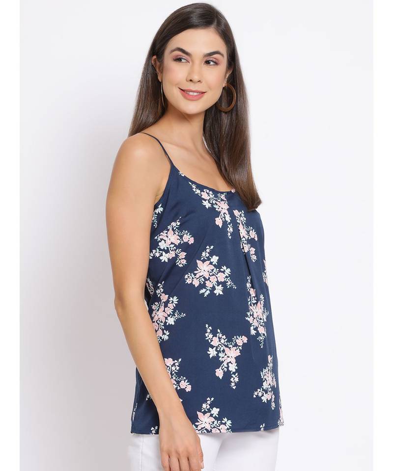 printed blue Polyester   Top