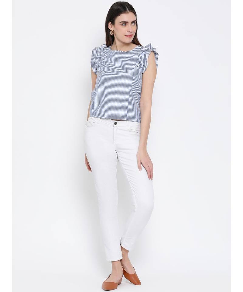 printed White Cotton   Top