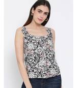 printed Black Viscose   Top