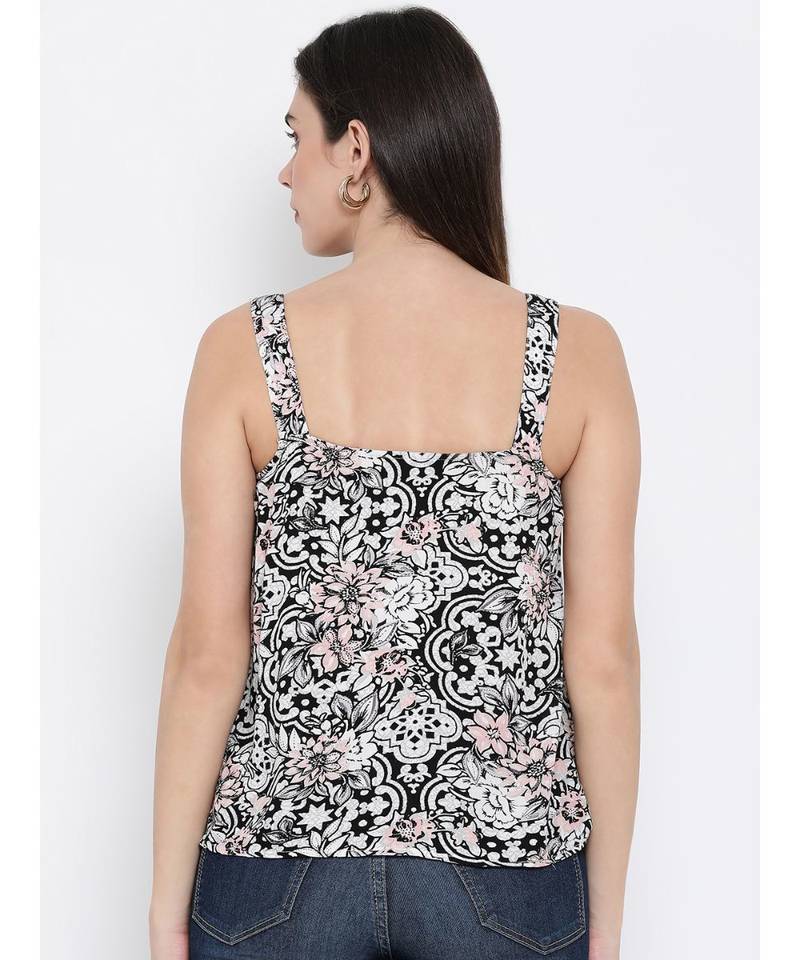 printed Black Viscose   Top