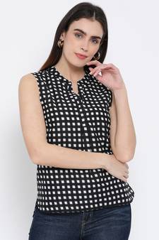 printed Black Cotton   Top