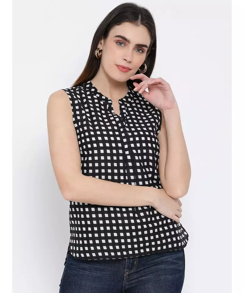 printed Black Cotton   Top