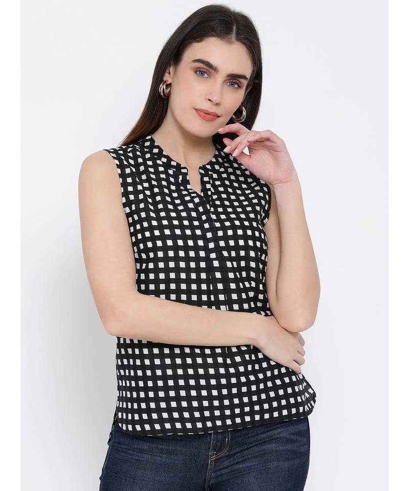 printed Black Cotton   Top