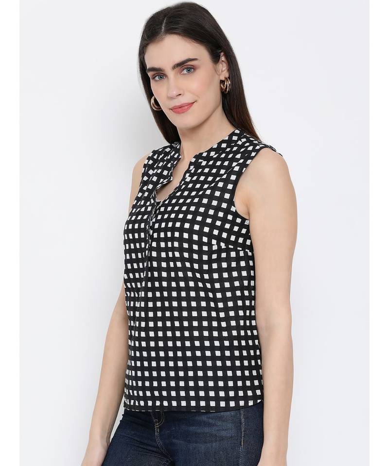 printed Black Cotton   Top