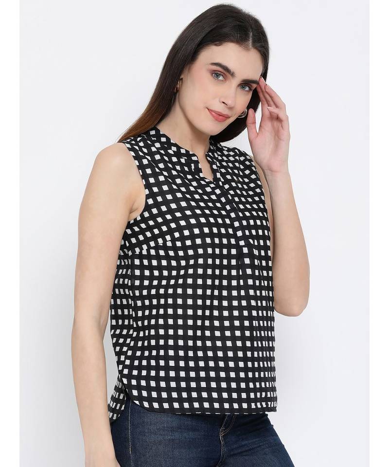 printed Black Cotton   Top