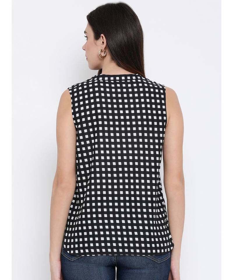 printed Black Cotton   Top