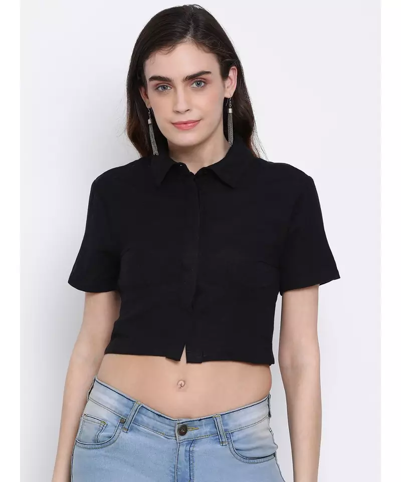 plain Black Cotton   Shirt