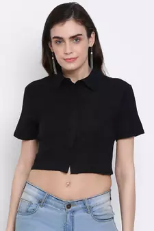 plain Black Cotton   Shirt