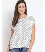 printed White Cotton   Top