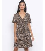 printed Black Polyester   Dress