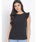 plain Black Polyester   Top