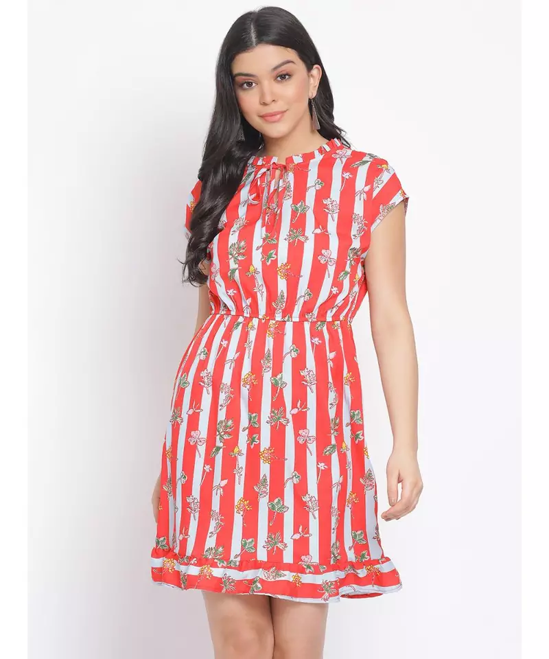 printed Multicolor Polyester   Dress