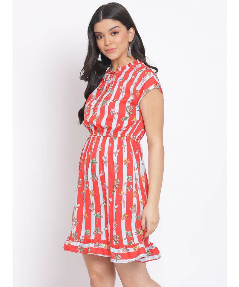 printed Multicolor Polyester   Dress