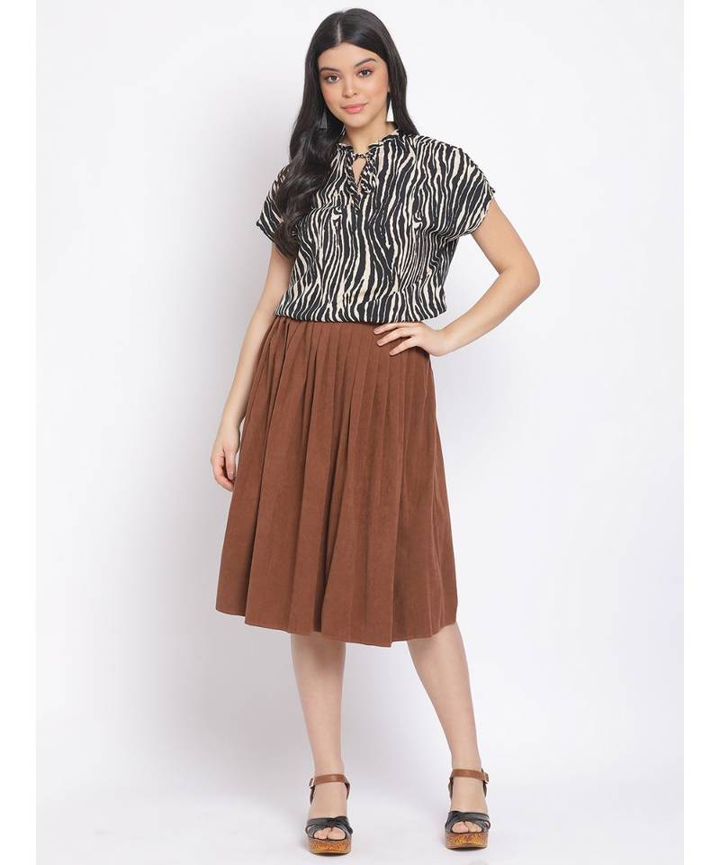 printed Black Polyester   Top