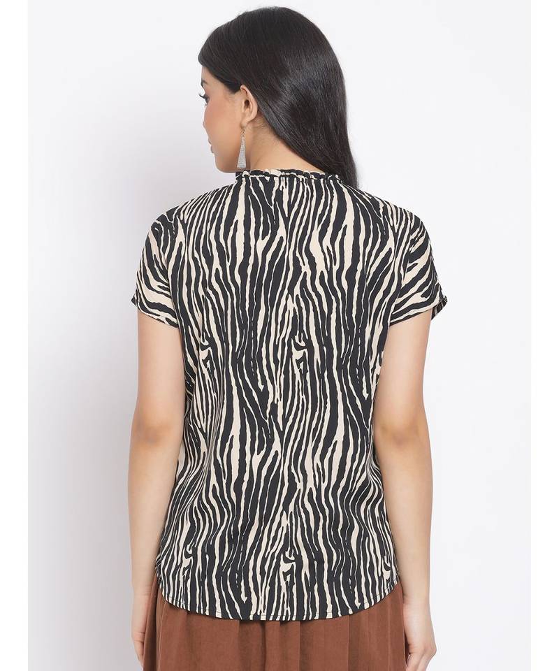 printed Black Polyester   Top