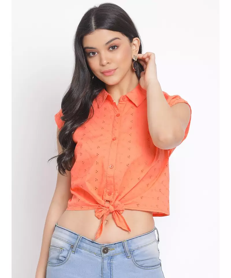 plain Peach Cotton   Shirt